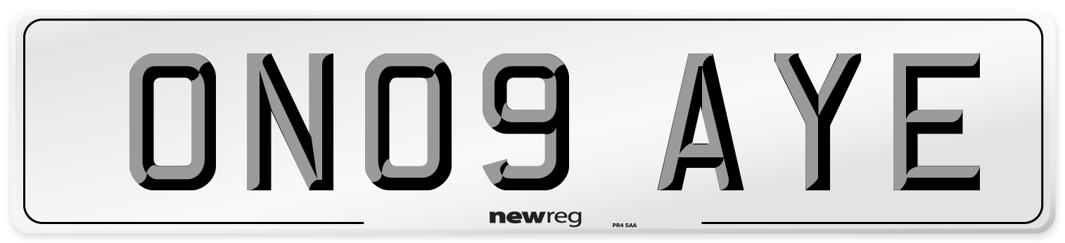 ON09 AYE Number Plate from New Reg